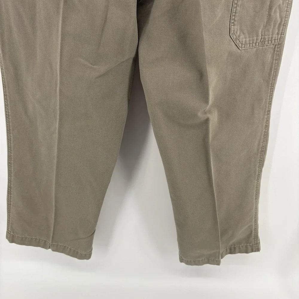 Columbia Pants Mens 36x30 Canvas Cargo Regular Fit Khaki Green Straight Stretch